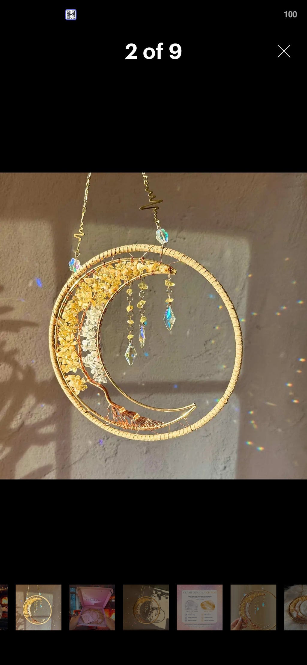 Tree of Wealth Citrine Suncatcher. Large (8923986493637)